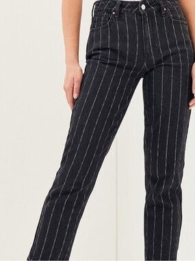 Pac-sun Striped Black High-Rise Mom Jeans